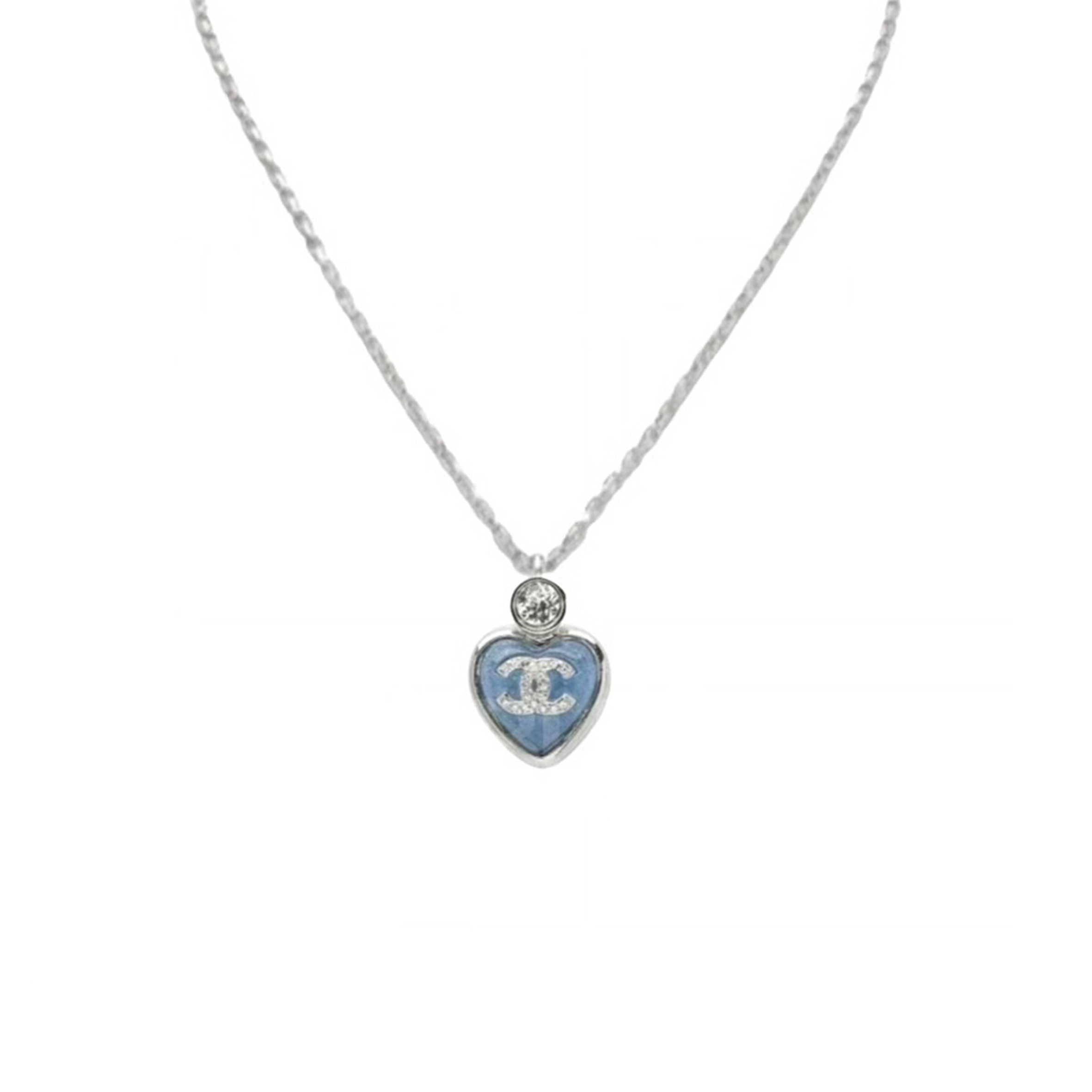 Ch**el blue heart necklace abf505